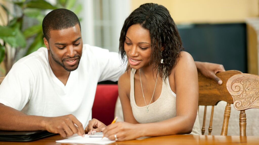 A couple reviewing their retirement fund
