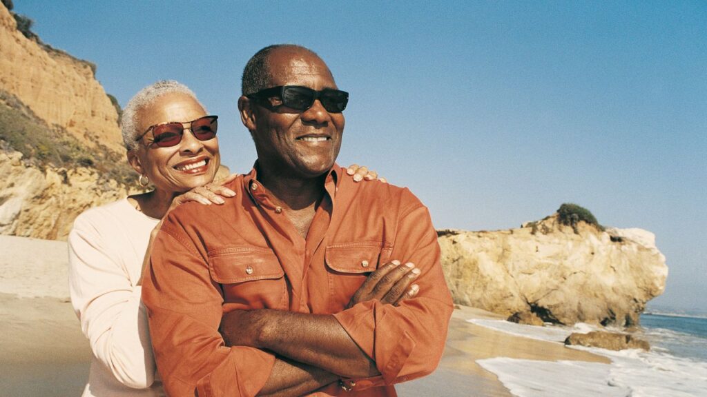 Happy retired African American couple.
